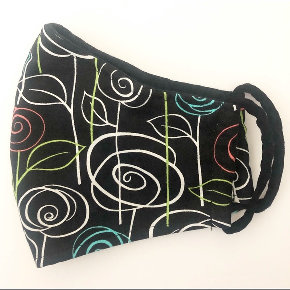 Black Rose Flowers Face Mask for kids and adults - Picture 1 of 3